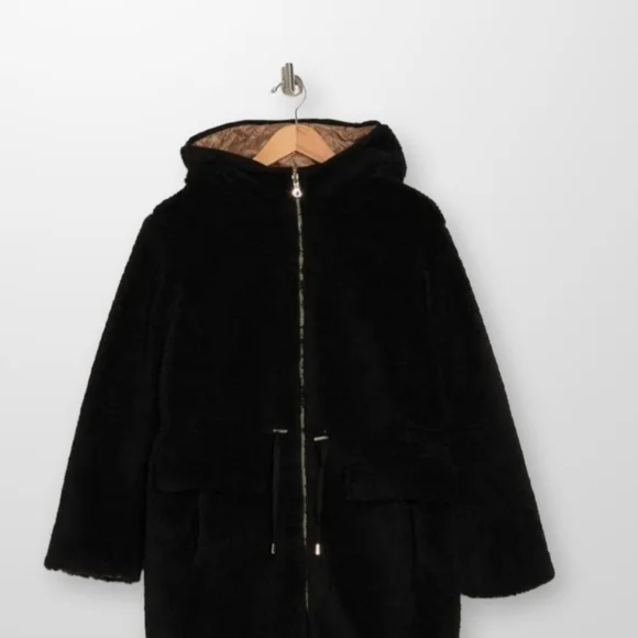 KATE spade Reversible Faux Shearling Quilted Hooded Jacket Size L - Picture 6 of 10